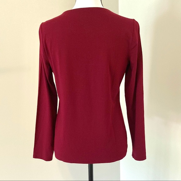Talbots red square neck long sleeve top Size MP - Picture 4 of 7